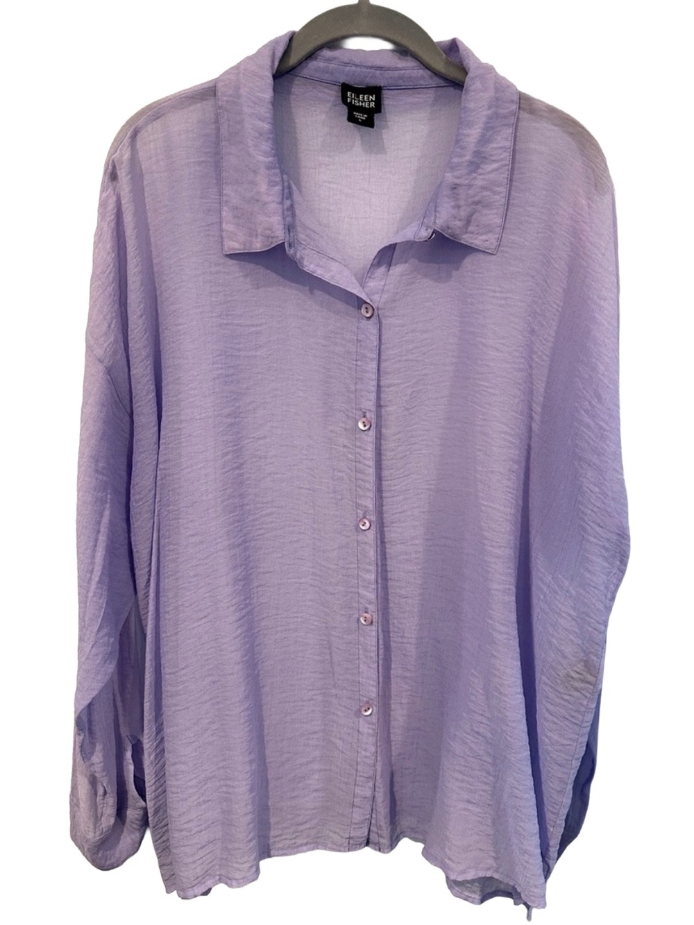 Eileen Fisher Beautiful Lavender Lightweight Button-Down Shirt